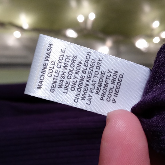 Women's navy blue ribbed viscose lace up neck wide sleeve 1X - Picture 6 of 8